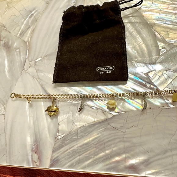 Coach double strand lotus charm bracelet - Picture 1 of 3
